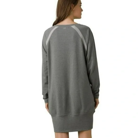 NEW Prana Ashy Gray Rosie Sweatshirt Dress Long Sleeves Banded Hem Size Small - Picture 2 of 6